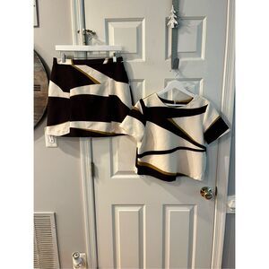 Zara Black and White Geometric Top and Skirt Set